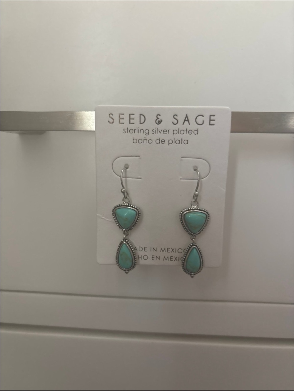 SEED & SAGE Sterling Silver Genuine Turquoise Dangle Earrings